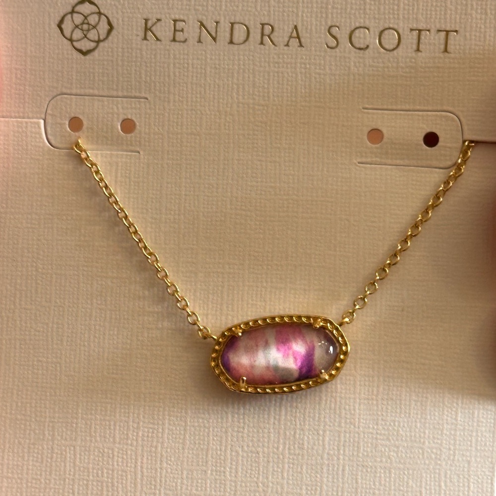 Kendra Scott x LoveShackFancy‎ Gold Elisa Necklace Sunny Meadow Ditsy Purple